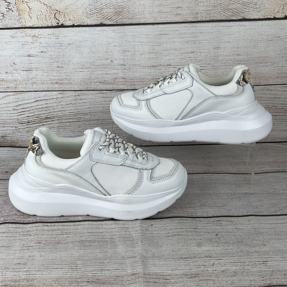 Rebeeca Minkoff Womens Sz 6 Platform Sneakers White Snakeskin